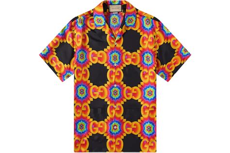 Gucci GG Psychedelic Silk Shirt Orange/Black/Multi 